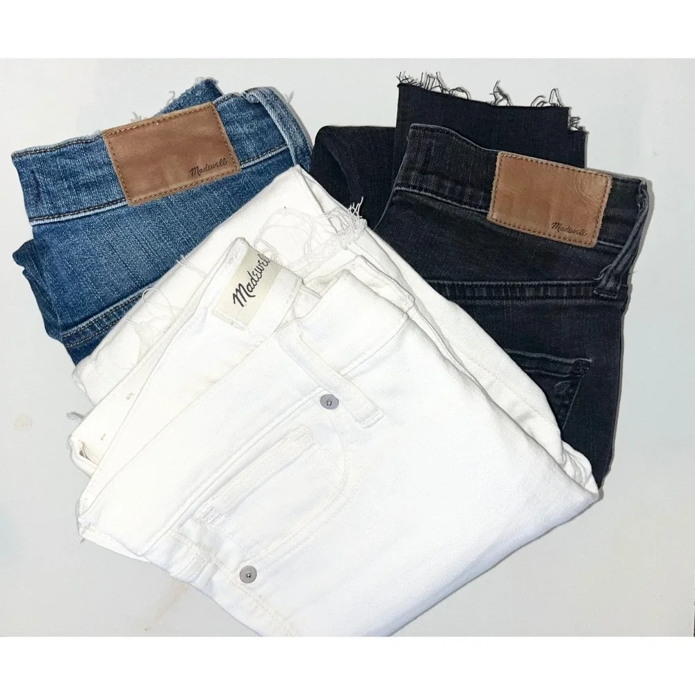 Madewell Skinny Jeans Bundle 3 Pairs White‎ Black Blue High Mid Rise Size 25/26